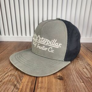 Caterpillar CAT Hat Cap Snapback Green Black Mesh Tractors Mens Farmer Farming